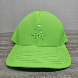 G/Fore‎ Silicone Skull & Tees Low Profile Neon Green Snapback Golf Hat OSFM New